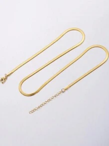 Aomogo 1pc Stainless Steel Blade Chain Necklace, Unisex Fashionable Hip Hop Style Flat Snake Bone Jewelry - necklace - View 7