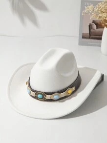 1頂中性裝飾波西米亞牛仔女帽，柔軟呢料沙灘帽，拱形吉茲帽，巴拿馬式遮陽帽，派對牛仔帽，牛仔女帽 - 多色3 - 查看 20