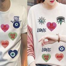 6入組/套愛心和眼睛圖案刺繡燙貼布，適用於衣服、包包、鞋子和帽子裝飾 - 彩色 - 查看 1