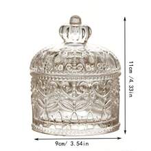 Tarro de vidrio creativo con relieve de corona, frasco de cristal vintage para café, dulces, joyas, con tapa, adecuado para almacenamiento de joyas - transparente - Ver 8