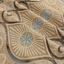 Cortina transparente grossa em estilo vintage europeu, cor café, com design vazado, ideal para sala de estar, quarto, escritório, varanda, proteção solar e privacidade. (1 peça)