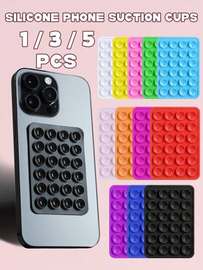 1/3/5pcs Silicone Suction Cup Phone Case Holder - Hands-Free, Strong Grip For Selfie And Video - Durable, Easy To Use - Compatible With Various Smartphones, Works Best On Smooth Surfaces Like Mirrors And Glass