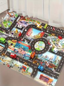 1pc Popular Game Scene Map Civilization City Parking Lot Game Pad, Waterproof Non-Woven Fabric Mat For Urban Theme Game Traffic Route Map, Suitable For Camping, Children Play And Parent-Children Interactive Games (Note: The Product Does Not Include Engineering Road Sign Models And Car Models)