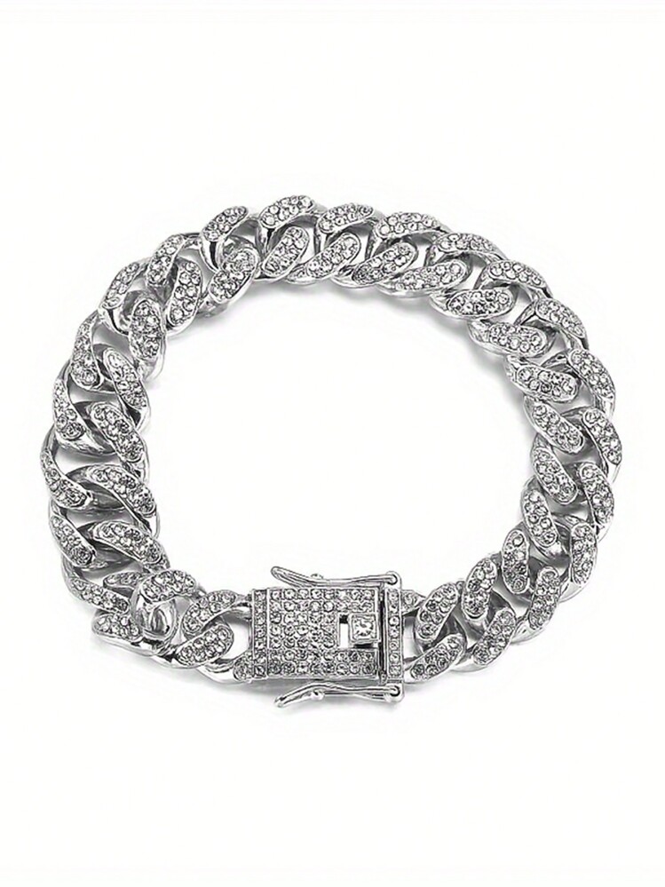 kuuioe 1入時尚鑲嵌鉆石鏈子腳鍊，女款夏日沙灘庞克風足飾 - 銀色 - 查看 10