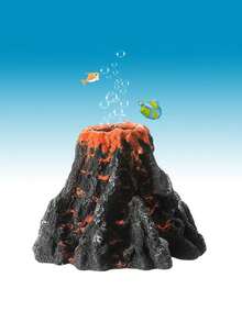 樹脂假火山魚缸裝飾，包括氣泵套裝，易於安裝，適用於水族箱造景 - 彩色 - 查看 2