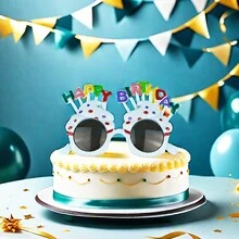 有趣的派對眼鏡蛋糕裝飾，非常受成年人歡迎，是生日自拍道具之一 - 彩色 - 查看 5