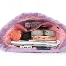 حقيبة سباحة لفصل الجاف والمبلل، لون أحادي بسيط من البوليستر، حقيبة تخزين عمودية، حقيبة ظهر رياضية للرمال و اللياقة البدنية، مقاومة للماء - وردي - مشاهدة 4