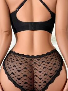 3pack Heart Lace Cutout Sheer Panty