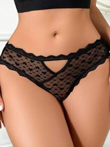 3pack Heart Lace Cutout Sheer Panty