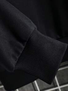 Bộ áo nỉ trùm đầu dáng rộng thời trang xuân thu cho nam phong cách bạn trai kèm quần chạy bộ có dây rút - màu đen - Xem 5