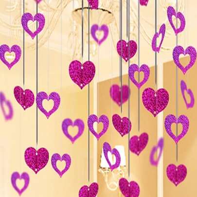 100pcs Pink Heart Shaped Balloon Pendant For Party/Birthday Decoration, Hanging Ornament For Room Decor,