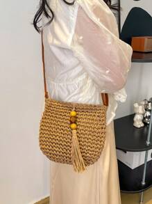 Tropiscape 时尚百搭的夏季手工大容量编织草编单肩包，适合海滩和休闲场合，是夏季度假的理想之选，也是沙滩包的完美搭档。完美契合夏季、度假和日常使用，是旅行必备单品，营造轻松惬意的度假氛围，是秋季、圣诞节、冬季圣诞节的理想礼物之选。