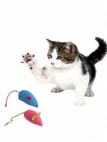 1只仿真老鼠貓玩具，毛絨寵物玩具可磨牙增進食慾，只適用於寵物使用 - 彩色 - 查看 9