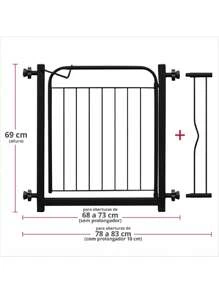 Portão Grade Pet de Proteção Aço Inoxidável - 69 cm para Cachorros, Cães, Gatos, Crianças e  Bebês - Preto - Visão 4