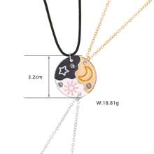 1 conjunto de Colar Pingente Sol, Lua e Estrela, Conjunto incomum dos melhores amigos da amizade da equipe de colar redondo de liga de amigos - Conjunto de sol, lua e estrelas - Visão 6
