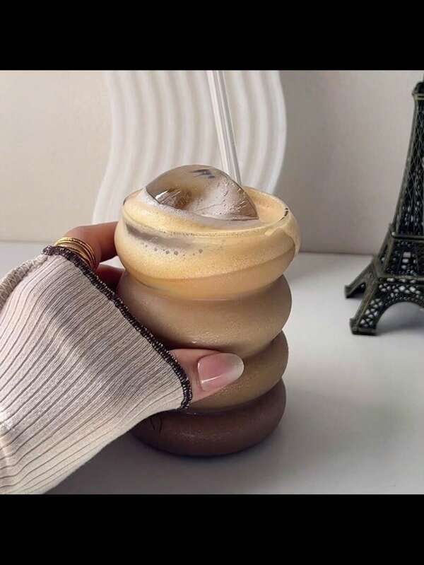 1pc, 350ml Caterpillar Glass Cup, Heat Resistant Glass Water Cup, Iced Coffee Cups, Drinking Glasses For Juice, Milk, Tea, And More, Summer Winter Drinkware School Supplies Back To School