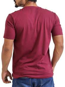 Men T-Shirts - 酒紅色 - 查看 3