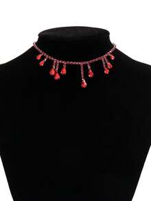 1件装多功能个性化水滴吊坠项链，适合女性在任何场合佩戴 - 紅色 - 查看 3