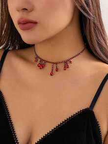 1件装多功能个性化水滴吊坠项链，适合女性在任何场合佩戴 - 紅色 - 查看 1