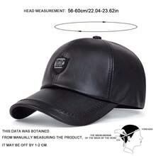 1pc Men PU Leather Baseball Cap Outdoor Adjustable Warm Casual Hat, Suitable For Autumn And Winter Travel, Beach, And Parties - Multicolor - View 2
