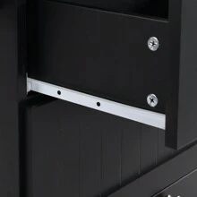 MISSUNNY  Farmhouse Kitchen Island Set With Drop Leaf And 2 Seatings,Dining Table Set With Storage Cabinet,  Drawers And Towel Rack, Black+Rustic Brown