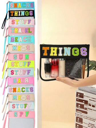 1 pieza Bolsa de cosméticos minimalista para adultos de estilo sobre semi-transparente de PU, organizador, empaque de regalo (productos no incluidos), adecuado para uso diario, festivales, vacaciones, viajes de negocios, fiestas, organizador de artículos de tocador de viaje, regalos esenciales, accesorios con cremallera, bolsas de uñas, bolsa de maquillaje, tocador, bolsa de maquillaje, bolsa de tocador, organizador de escritorio, bolsa de cosméticos, bolsa de cosméticos, bolsa de maquillaje grande, regalos de Navidad, bolsa, embrague / bolso pequeño, organizador de maquillaje, bolsa, soporte de brochas, mini bolsa, bolsa de gran capacidad, regalos para mujeres, regalos de Navidad, ideas de regalo para mujeres