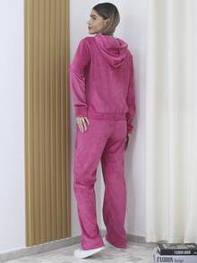Women Two-Piece Outfits - Hot Pink - View 2