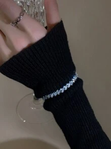 1pc Luxurious High-End Love & Diamond Decoration Shiny Bracelet, Suitable For Women To Wear On Daily, Festival And Party Occasions - Silver - View 2