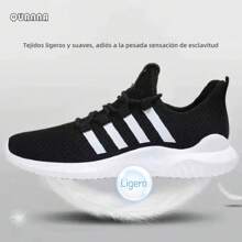 Zapatillas Deportivas De QUANNA Malla Transpirable Para Hombre,para Adolescentes Talla Grande para Hombres, Zapatos Deportivos Suaves Antideslizante, moda ligera y cómoda negro 42 yardas - Negro - Ver 4