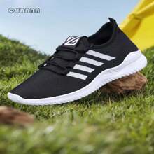 Zapatillas Deportivas De QUANNA Malla Transpirable Para Hombre,para Adolescentes Talla Grande para Hombres, Zapatos Deportivos Suaves Antideslizante, moda ligera y cómoda negro 42 yardas - Negro - Ver 2