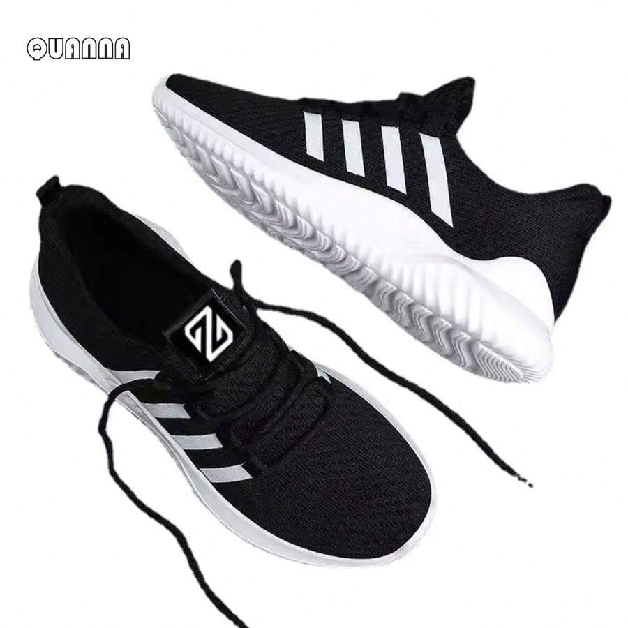 Zapatillas Deportivas De QUANNA Malla Transpirable Para Hombre,para Adolescentes Talla Grande para Hombres, Zapatos Deportivos Suaves Antideslizante, moda ligera y cómoda negro 42 yardas - Negro - Ver 1
