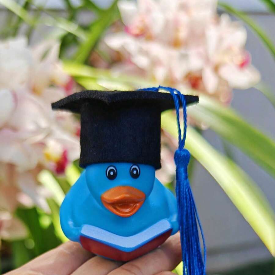 1套2個畢業小鴨（隨機小鴨/流蘇顏色），畢業派對禮物，閱讀日派對禮物，書日派對裝飾 - 彩色 - 查看 1