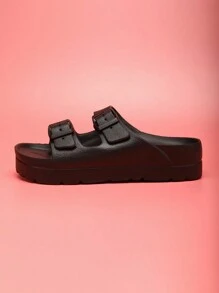 新款時尚EVA大底拖鞋，休閒舒適的女式戶外沙灘涼鞋，帶可調節扣環，重量輕，具防滑功能