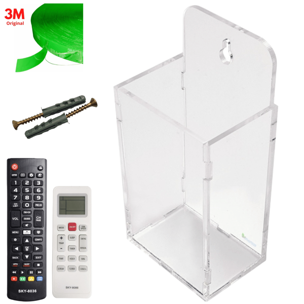 Organizador Porta Controle Remoto Acrílico Transparente Para 1 Controle Televisão Ar Condicionado