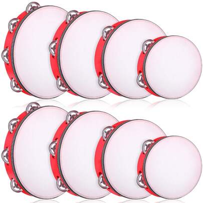 1pc Red 4/6/8/10inchTambourine For Adults Hand Held Wood Tambourine Comes In Single Row Metal Jingles Tambourine Musical Tambourine Gift Rhythm Percussion Instrument For Party KTV(Drumstick Not Included),Drum Sticks Set,Trumpet,Drums Sticks,Drum Snear,Tambourine Adults Hand,Tamara