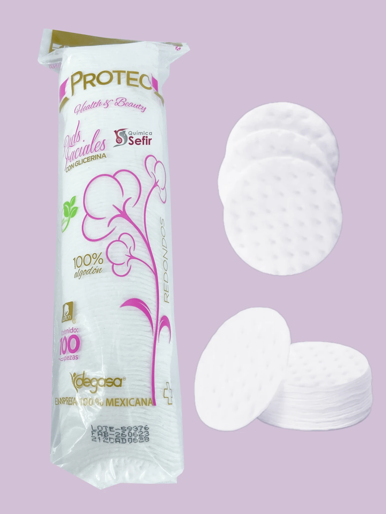 100 Pieces Of Protec Round Makeup Remover Facial Pads/Pads 100% Cotton - White - View 1