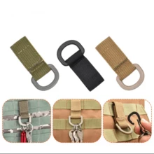 Accesorio de gancho de llavero de cintura de mochila táctica de nylon con anillo D para senderismo, caza, camping al aire libre - Negro - Ver 1