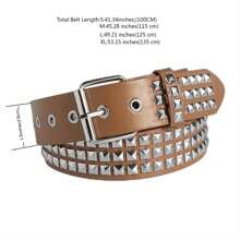 Stylish PU Leather Belt With Square Rivet Rivets For Women Men's Hip-Hop Style Jeans - Multicolor - View 4