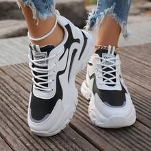 Women Chunky Sneakers, New Spring And Autumn Casual Sports Shoes For Women - Black - View 6