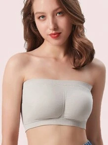 حمالة صدر قاعدية بطبقتين بدون أشرطة مع وسادة صدر، مشدود بدون سلك لمنع التعرض للضوء