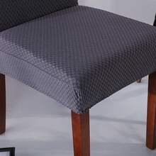 4 chiếc Vỏ bọc ghế ăn bằng vải thun Jacquard, Tấm bọc ghế Parson có thể giặt được, Tấm bảo vệ ghế có thể tháo rời cho tiệc cưới nhà hàng nhà bếp, Đen (4 chiếc, Xám nhạt) - Xám - Xem 4