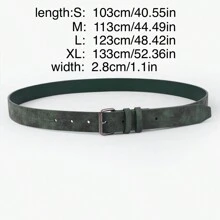 1pc Unisex Multicolor Faux Leather Fashionable Belt, Simple And Versatile, Western Cowboy Style, Suitable For Daily Use And Going-Out Outfits Summer, School Casual, Business, Boyfriend Husband Father Dad Men Gift, Daily Wear, Fashion, Teen, Outdoor, Vacation, Athletic, Travel, Street, Boho, Vintage Fall, Autumn, Halloween Autumn-Winter Accessories,Suitable For Teens, Youth,Men,Casual, Outdoor, Athletic, Vacation, Graduation Gifts, Birthday, Daily Wear - Dark Green - View 5
