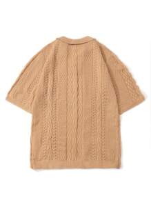 Men Knitted Polo Shirt - Khaki - View 5