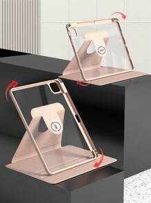 360° Rotating IPad Protective Case Backcover, Shock-Proof, High Compression Resistance, Scratch-Resistant, Support Sleep/Wake Function, Compatible With Built-In Apple Pencil Slot, Adjustable Viewing Angle - Pink - Pink - View 4