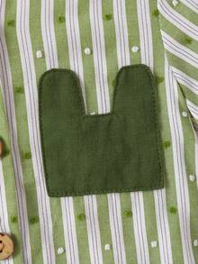 Trang phục kết hợp áo sơ mi sọc và quần short đẹp trai mùa hè, dành cho nam - màu xanh lá - Xem 4