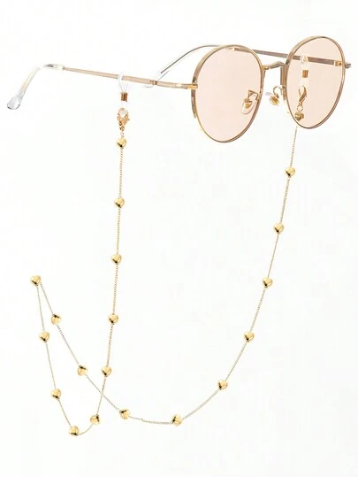 1pc Fashionable Minimalist Metal Heart-Shaped Eyeglass Chain, Hanging Eyeglass Cord, Fashion Glasses Holder, Eyeglass Strap, Mask Fixing Clip, Great Gift
