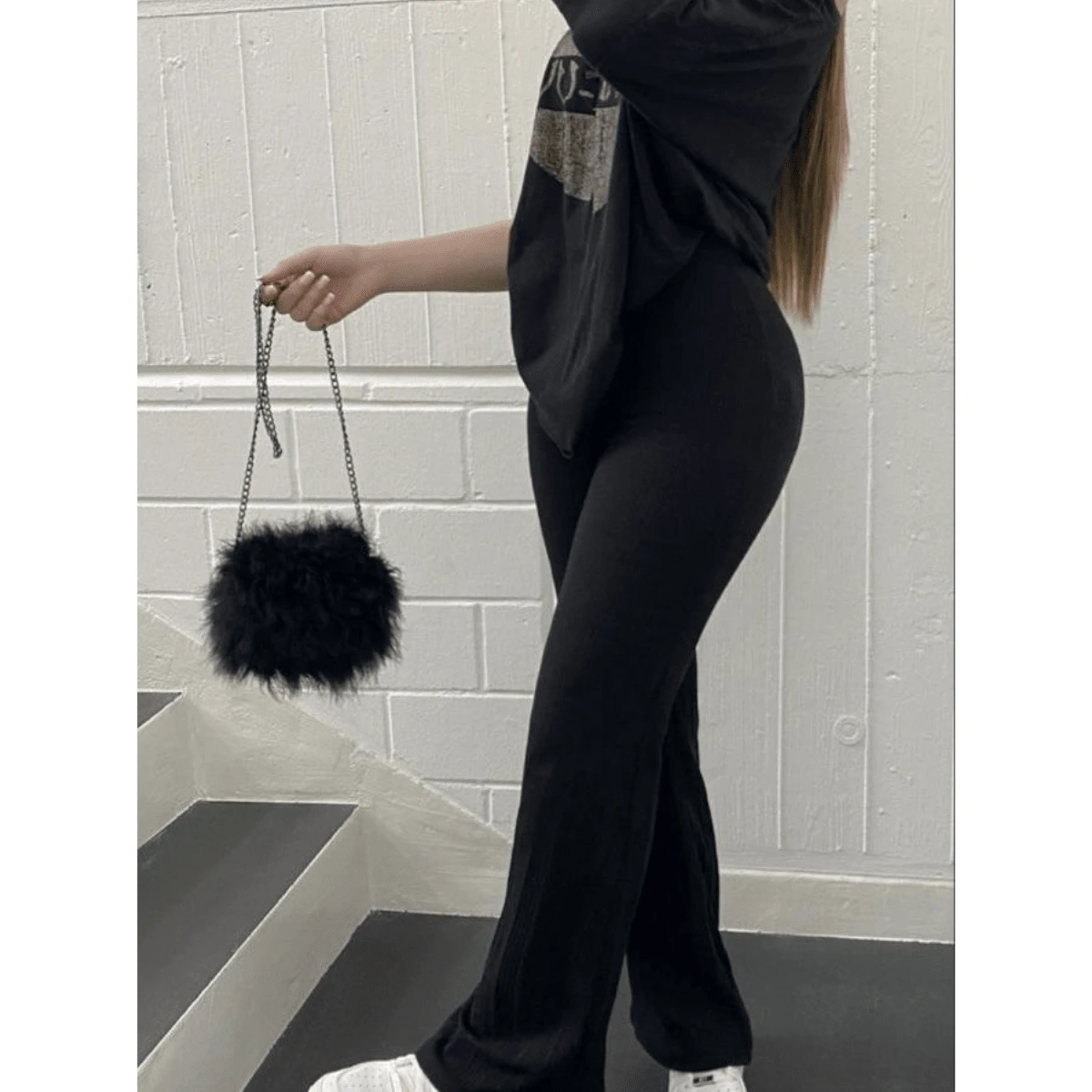 Women's High Waist Gym Flare Leggings - màu đen - Xem 1
