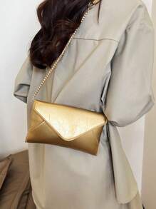 Women Fashionable Simple All-Match Shoulder Crossbody Bag - Gold - View 3
