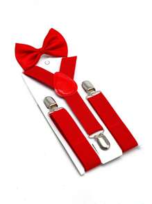 1set Kids' Adjustable Suspenders & Bowknot Accessories, Infant Suspender Clips, Suitable For Boys & Girls 1-14 Years Old, For Weddings, Parties, Birthdays, Christmas, Halloween, School Events, Everyday Wear - one-size - View 8