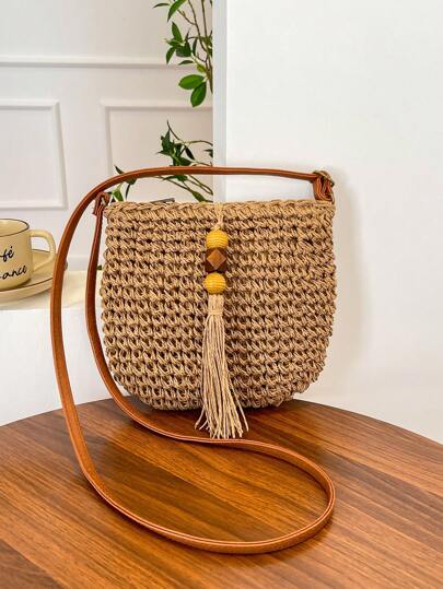 Fashionable And Versatile Summer Handmade Large-Capacity Woven Straw Shoulder Bag For Beach And Casual Occasions, Vacation Bag For Summer, Beach Purse, Perfect For Summer, Vacation & Daily Use, Travel Must Haves